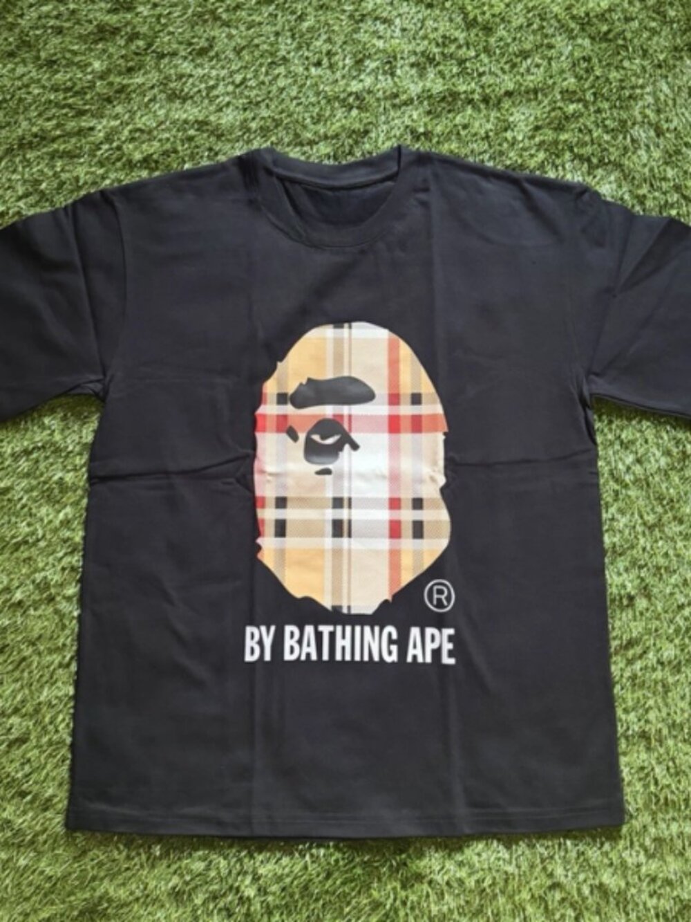 New A Bathing Ape (BAPE) Plaid Ape Head T-Shirt
